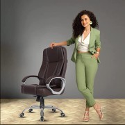 Green Soul® Vienna Premium Leatherette Office Chair, High Back Ergonomic Home Office Executive Chair with Spacious Cushion Seat & Heavy Duty Metal Base (Brown)