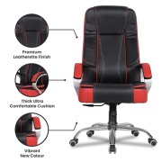 Green Soul® Vienna Premium Leatherette Office Chair, High Back Ergonomic Home Office Executive Chair with Spacious Cushion Seat & Heavy Duty Metal Base (Black & Red)