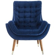 FINE WOOD ART Wing Back Chair for Living Room | Wing Chair for Living Room/High Back Arm Chair/Ideal for Home Colour (Blue)