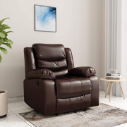 Solimo Delphi Single Seater Leatherette Fabric Recliner (Brown)