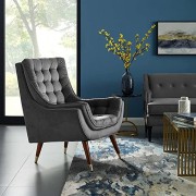 FINE WOOD ART Wing Back Chair for Living Room | Wing Chair for Living Room/High Back Arm Chair/Ideal for Home Colour(Blue) (Grey)