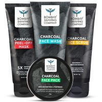 bombay-shaving-company-activated-charcoal-facial-kit-charcoal-face-wash-45-gm-charcoal-face-scrub-45-gm-charcoal-face-pack-and-charcoal-peel-off-mask-