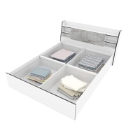@home By Nilkamal Marbito Engineered Wood Queen Bed with Headboard & Box Storage (White) | 1 Year Warranty