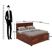 Sanwali Solid Sheesham Wood King Size Bed with Box Storage for Home Wooden Double Beds for Living Room Bedroom (Natural Finish)