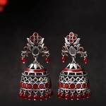 voylla-brass-silver-oxidised-plating-rangabati-pink-embellishments-jhumka-earrings-with-pearl-beads-for-women-and-girls