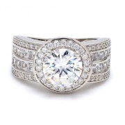Ornate Jewels Pure Sterling Silver AAA Grade American Diamond Halo Solitaire Ring for Women and Girls|With Certificate of Authenticity & 925 Stamp|1 Year Warranty