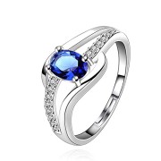 Jewels Galaxy Delicate American Diamond Silver Plated Elegant Adjustable Ring for Women/Girls