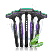 LetsShave Pro 3 Plus Disposable Shaving Razor for Men, Triple Blade Razor with Rubber Grip Handle and Safety Cap, Pack of 5