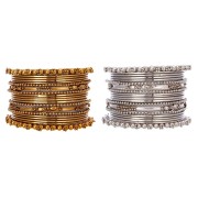 ZENEME Jewellery Traditional Silver Plated Oxidized Bracelet Bangles Set For Girls & Women (2.8, Design 2)