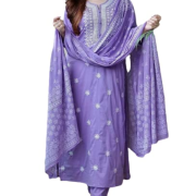 Prakhya Women's Ethnic Wear Short Flared Kurti with Sharara and Mulmul Dupatta- Kurti with Heavy Embroidery Yok