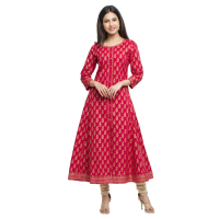 yash-gallery-women-cotton-slub-checks-print-anarkali-kurta-yellow