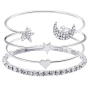 Shining Diva Fashion 15 Latest Designs Crystal Multilayer Stylish 3-5 pcs Set Charm Bracelets for Women and Girls