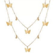 Shining Diva Fashion Latest Multilayer Non Precious Base Metal Cubic Zirconia Golden Western Neckpiece Neck Chain Necklace for Women (12249np)