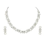 Atasi International Excellent Flower Design Silver Plated Alloy Princess Style Necklace Set for Women