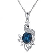 FABUNORA Swarovski Crystal Peacock Necklace - Pure Silver Necklace Set | With Certificate of Authenticity and 925 Stamp