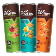 RiteBite Max Protein Chips Assorted Pack of 3 (Spanish Tomato-1, Cheese Jalapeno-1, Peri Peri-1 ) Protein, Fiber, Low GI, Gluten Free, Super Grains like Sorghum, Quinoa, Oats, Ragi, No Preservatives, 100% Vegetarian, 450g
