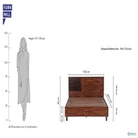 Furnmill Emma Wooden Queen Size Bed, Finish : Natural Stain, Wooden Platform Bed, Size : 203.5 X 159.5 X 90 CM