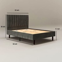 DRIFTINGWOOD Solid Engineered Wood Low Height Queen Size Bed Without Storage | Wooden Double Bed | Low Floor/Lying/Rise/Level/Profile Cot Bedroom Furniture | Grey, Mattress Size: 78x60 Inch
