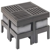 AASALIYA Art Solid Sheesham Wood Coffee Table with 4 Stool | Square Centre Table with Stool | Rosewood, Charcoal Black