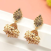 Zaveri Pearls Antique Gold Tone Traditional Jhumki Earring For Women-ZPFK7450