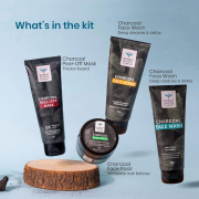 Bombay Shaving Company Activated Charcoal Facial Kit | Charcoal Face Wash, 45 gm, Charcoal Face Scrub, 45 gm, Charcoal Face Pack and Charcoal Peel Off Mask, 60gm