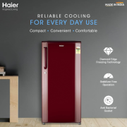 Haier 165L 1 Star Direct Cool Single Door Refrigerator (HED-171RS-P, Red Steel)