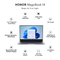 Honor MagicBook 14, AMD Ryzen 5 5500U 14-inch (35.56 cm) FHD IPS Anti-Glare Thin and Light Laptop (16GB/512GB PCIe SSD/Windows 11/Fingerprint Login/Metal Body/Backlit KB/1.38Kg), Gray, NobelM-WFQ9AHNE