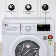 LG 6.5 Kg 5 Star Inverter Touch Panel Fully-Automatic Front Load Washing Machine (FHM1065SDW, White, With Steam Wash)