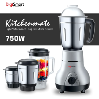 DigiSmart Kitchen Mate 750 Watt Mixer Grinder (Gray and Black) | 4 Jars | | Comes With 2 Year Warranty |