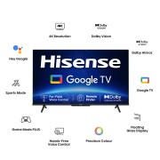 Hisense 108 cm (43 inches) Bezelless Series 4K Ultra HD Smart LED Google TV 43A6H (Black)