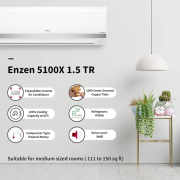 Hitachi 1.5 Ton 5 Star Inverter Split AC (Copper, Dust Filter, 2021 Model, RSOS518HEEA, White)