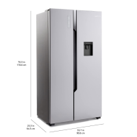 AmazonBasics 564 L Inverter Frost-Free Side-by-Side Refrigerator with Water Dispenser (2022, Auto Defrost, Multi Airflow, Silver Steel)