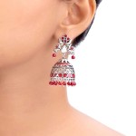 voylla-brass-silver-oxidised-plating-rangabati-pink-embellishments-jhumka-earrings-with-pearl-beads-for-women-and-girls