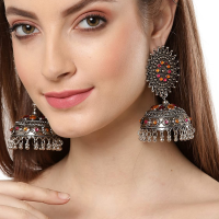 Shining Diva Fashion Latest Stylish Oxidised Jhumka Earrings for Women and Girls (13179er)