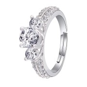 I Jewels 18k Rose Gold & Silver Plated Elegant CZ American Diamond Sparkling Adjustable Finger Ring For Women (FL177-1)