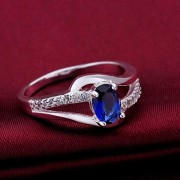 Jewels Galaxy Delicate American Diamond Silver Plated Elegant Adjustable Ring for Women/Girls