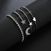Shining Diva Fashion 15 Latest Designs Crystal Multilayer Stylish 3-5 pcs Set Charm Bracelets for Women and Girls
