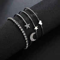 Shining Diva Fashion 15 Latest Designs Crystal Multilayer Stylish 3-5 pcs Set Charm Bracelets for Women and Girls