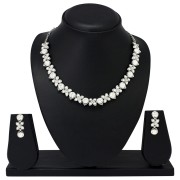 Atasi International Excellent Flower Design Silver Plated Alloy Princess Style Necklace Set for Women