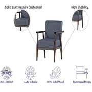 Wooden Wing Chair - Dark Walnut, Arm Chair for Living Room, Size : 62 X 72.5 X 90 (CM)