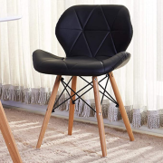 TIED RIBBONS Designer DSW Chair for Office, Bed Room, Cafe, Home, Living Room, Side Chair, Accent Chair (Leather, Black)
